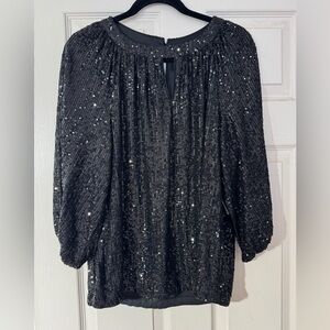 Vince Camuto Black Sequin Blouse size medium